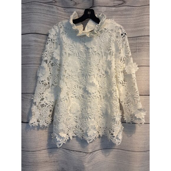 NWT Tuckernuck Blanc Guipure Lace Faye top S - Picture 1 of 4